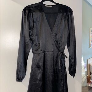 Abercrombie & Fitch Black Wrap Dress - size Medium Tall